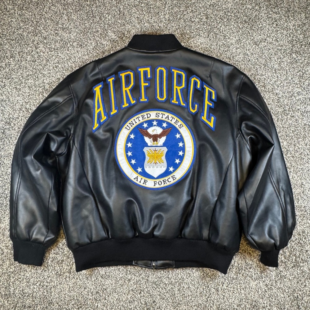 Michael Hoban Wheremi Bomber Jacket Mens XL Black Air Force Patch USA